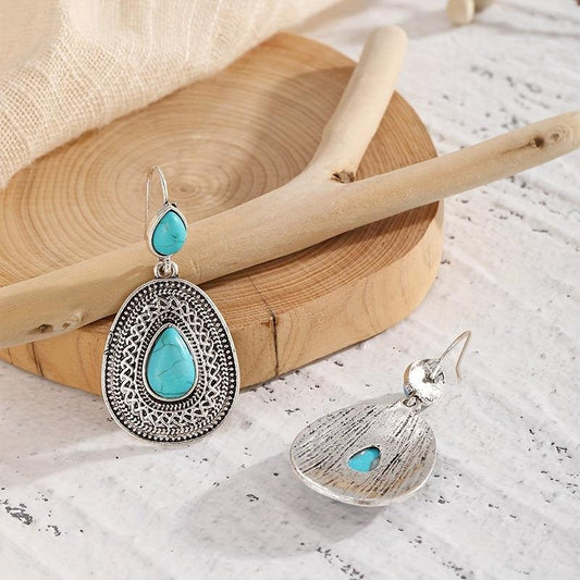 Irregular Pattern Road Turquoise Vintage Earrings