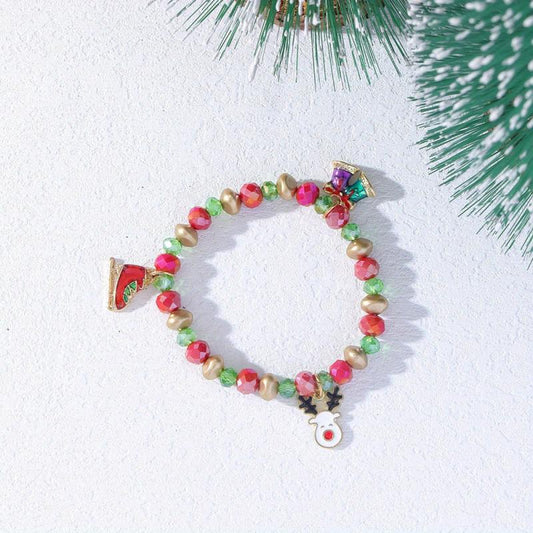 Christmas Gift Bracelet Candy Beaded Stretch Bracelet Santa Claus Elk
