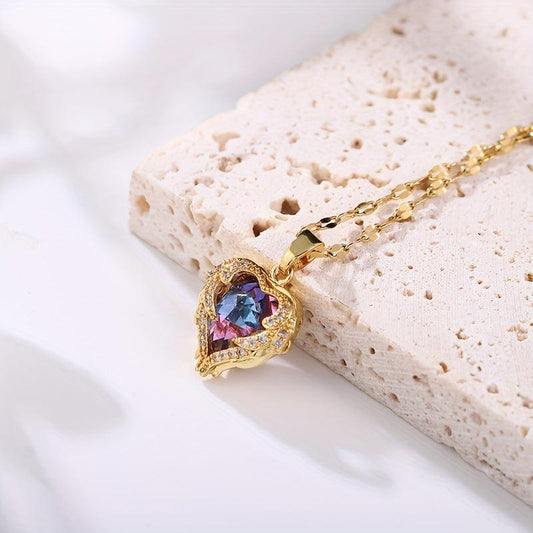 Sweet Love Heart Pendant Necklace Wedding Dinner Party Jewelry