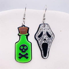 Acrylic Horrible Skull Dangle Earrings for Halloween