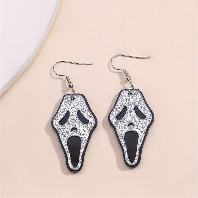 Acrylic Horrible Skull Dangle Earrings for Halloween