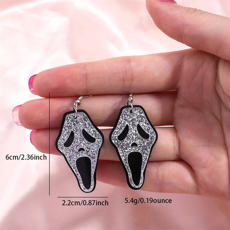 Acrylic Horrible Skull Dangle Earrings for Halloween