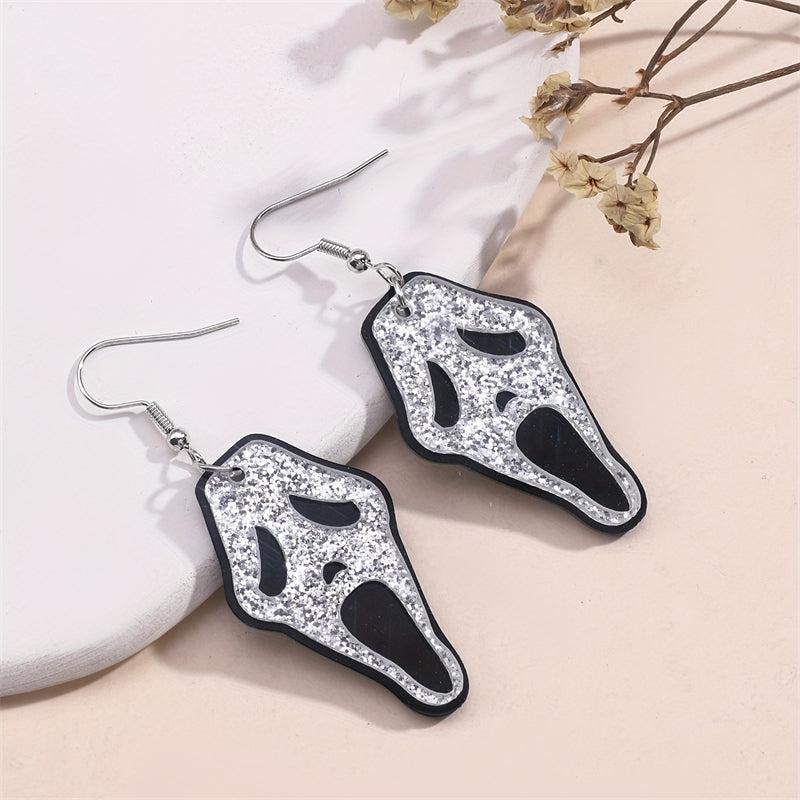 Acrylic Horrible Skull Dangle Earrings for Halloween