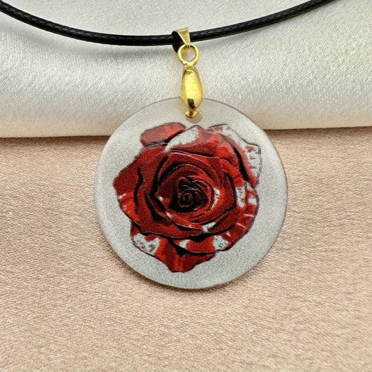 Retro Rose Pendant Necklace Adjustable Chain Halloween Christmas Gift