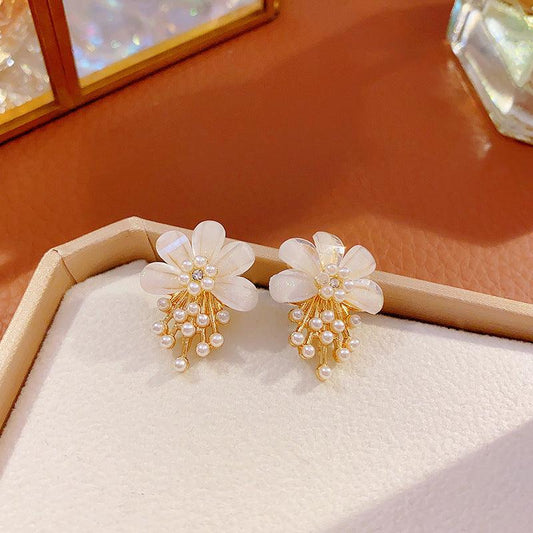 Fairy Flower Pistil Pearl Earrings Female Sweet Unique Earrings