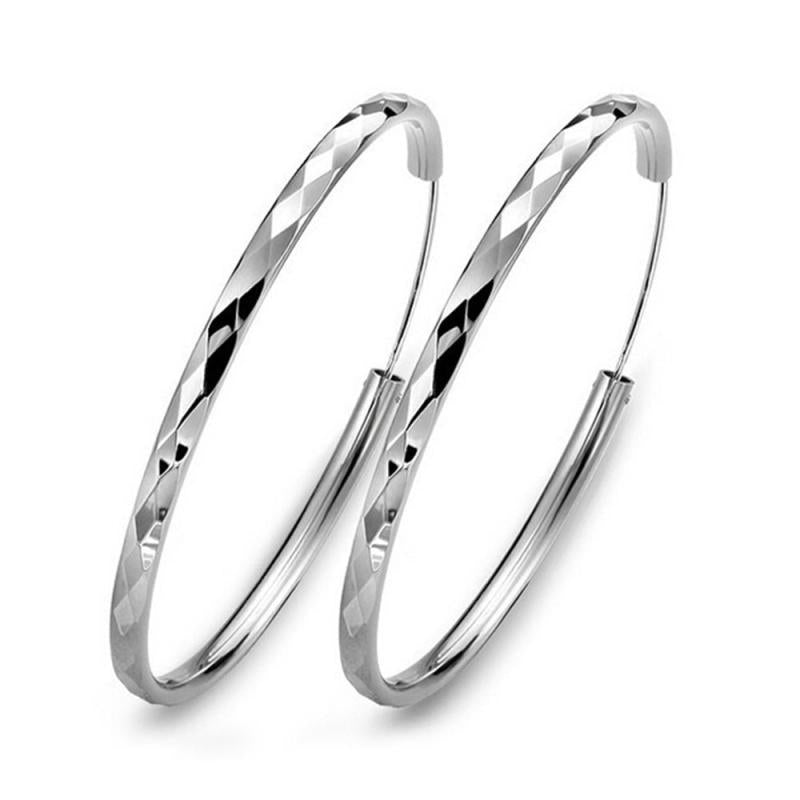 Circle Hoop Earrings Silvery Plated For Bridal Wedding Party Jewelry