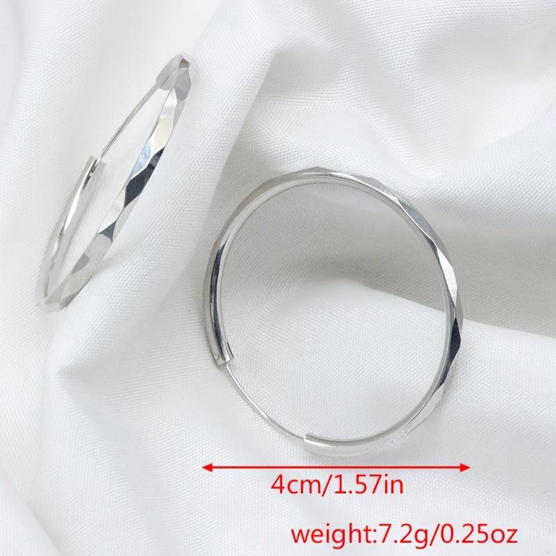 Circle Hoop Earrings Silvery Plated For Bridal Wedding Party Jewelry