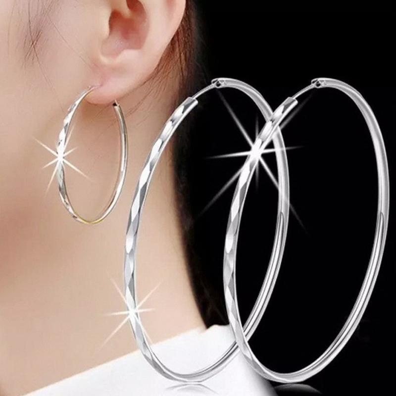 Circle Hoop Earrings Silvery Plated For Bridal Wedding Party Jewelry