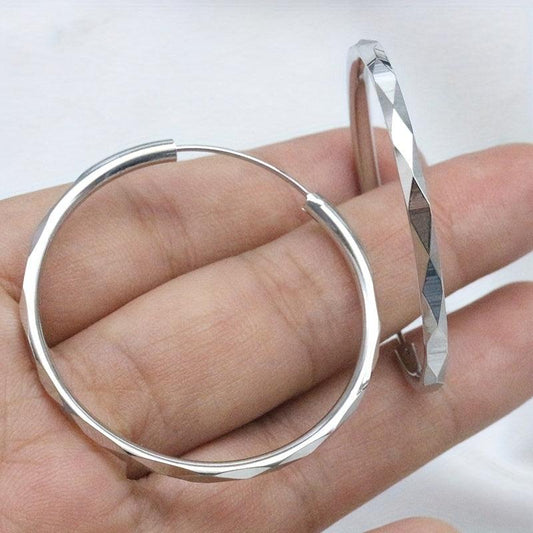 Circle Hoop Earrings Silvery Plated For Bridal Wedding Party Jewelry