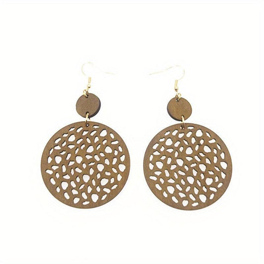 Boho Vintage Wood Chip Earrings