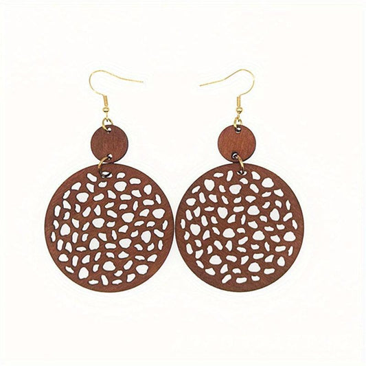 Boho Vintage Wood Chip Earrings
