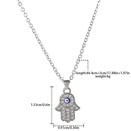 Retro Devil's Eye Large Palm Inlaid Diamond Necklace Pendant