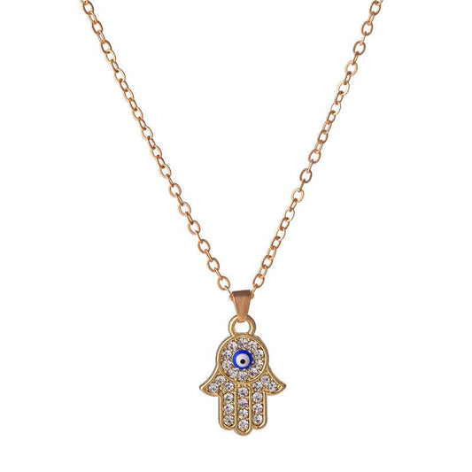 Retro Devil's Eye Large Palm Inlaid Diamond Necklace Pendant