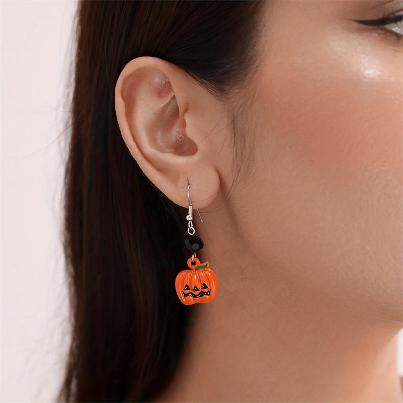 Halloween Pumpkin Earrings Funny 3D Jewelry