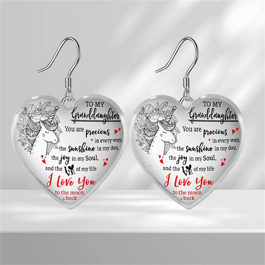 Heart Glass Pendant Earrings Graduation Party Birthday Halloween Gift