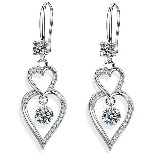 Double Love Droplet Zircon Earing For Women Jewelry