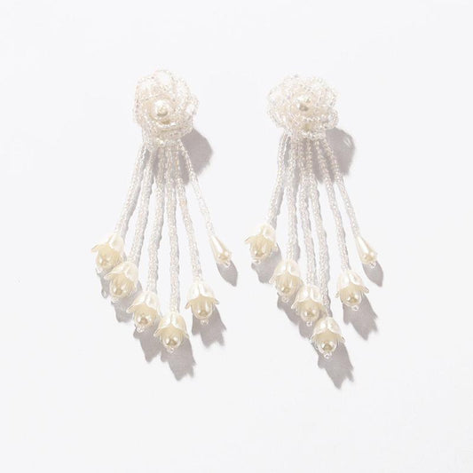Ethnic Beaded Earrings Tassel Flower Retro Earrings