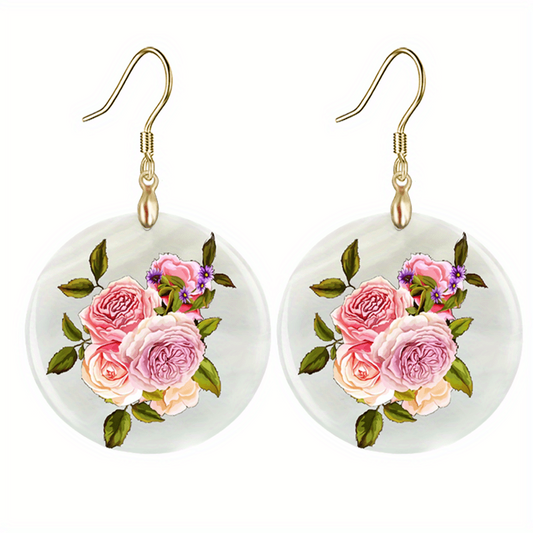 Flower Round Acrylic Pendant Earrings for Halloween Christmas Party