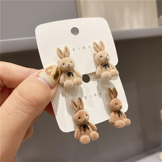 Plush Bunny Stud Earrings Cartoon Sweet Earrings