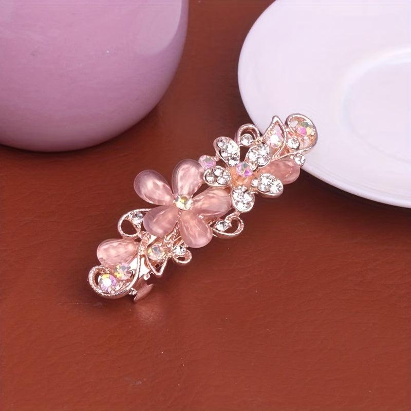 Rhinestone Cat Eye Stone Top Clip Hairpin Jewelry For Women