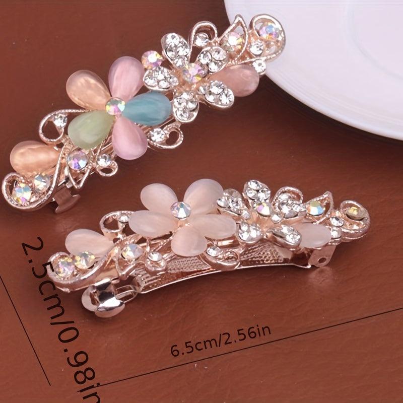 Rhinestone Cat Eye Stone Top Clip Hairpin Jewelry For Women