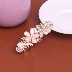Rhinestone Cat Eye Stone Top Clip Hairpin Jewelry For Women