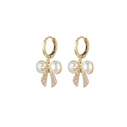 Bow Pearl Earrings Sweet Ear Jewelry