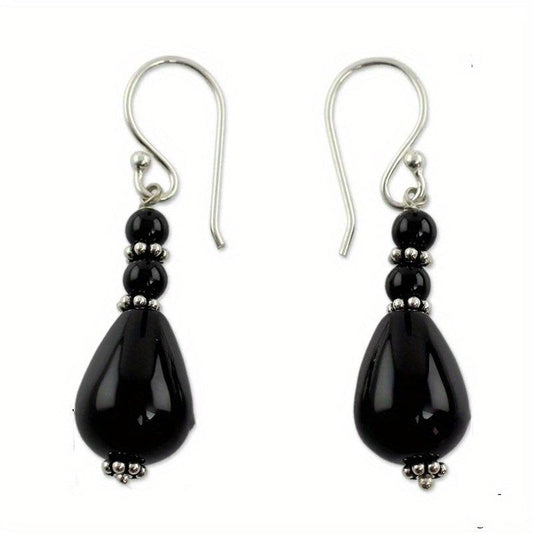 Vintage Stone Water Drop Pendant Earrings