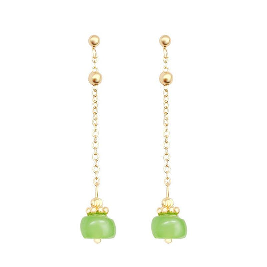 Long Tassel Earrings with Artificial Diamond Inlay Resin Retro Ear Jewelry