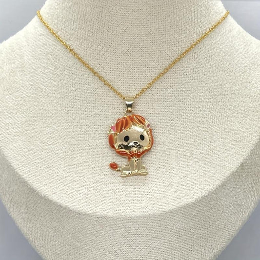 Cartoon Lion Pendant Necklace Girl Animal Jewelry Accessory Charm