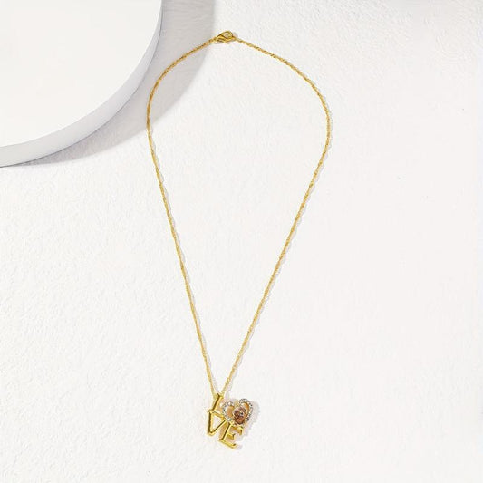 Love Letter Dog Pendant Necklace For Women Pet Memorial Jewelry