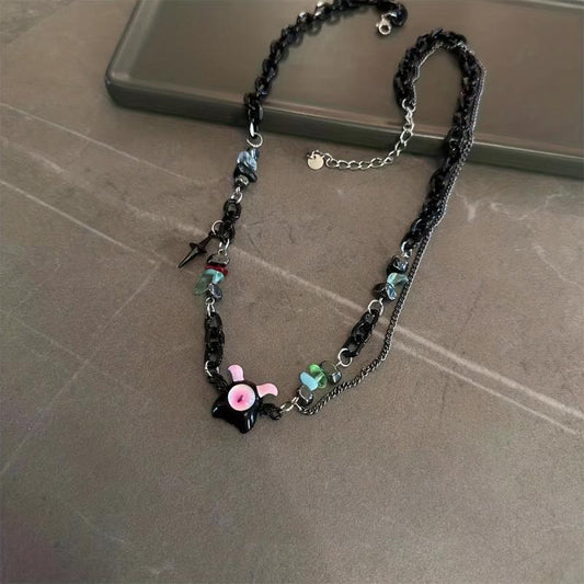 Little Ghost Monster Metal Chain Necklace For Men And Women