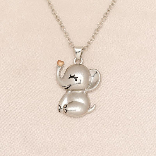 Baby Elephant Pink Heart Necklace Gift for Women and Girls