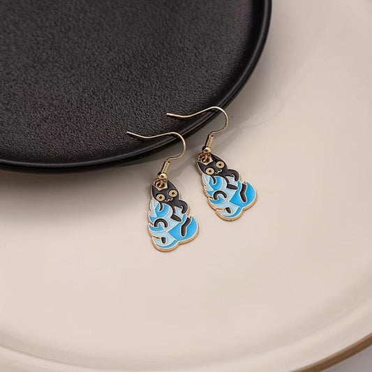 Cartoon Potted Cat Earrings Creative Flower Earrings
