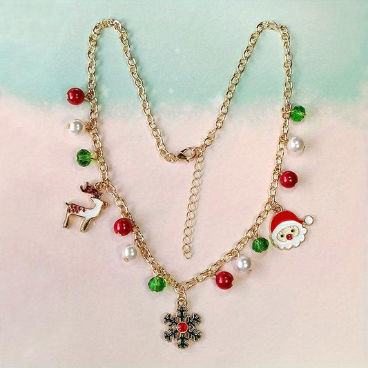 Santa Claus Bell Snow Necklace For Kids