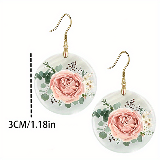 Rose Acrylic Pendant Earrings Retro Party Jewelry Halloween Gift