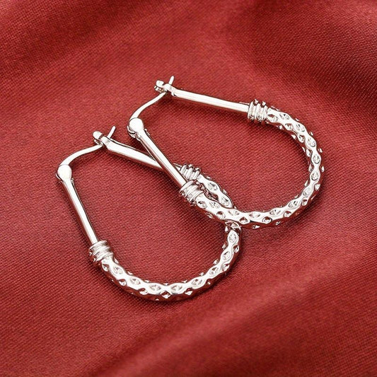 Silvery Plated Piercing Hoop Earrings Ear Jewelry For Women