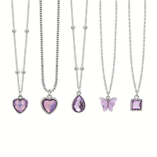5pcs Butterfly Love Necklaces Water Drop Pendant Necklace