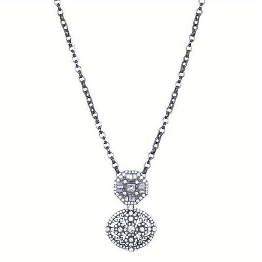 Geometric Shaped Thick Necklace with Artificial Diamond