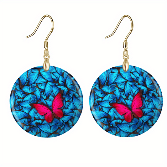 Bicolor Butterfly Acrylic Earrings Party Jewelry Halloween Christmas Gift