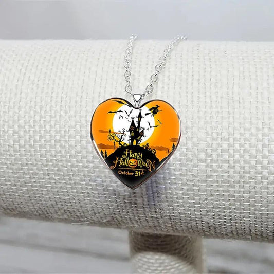 Halloween Fort Necklace Heart shaped Necklace For Friends Partners Girls
