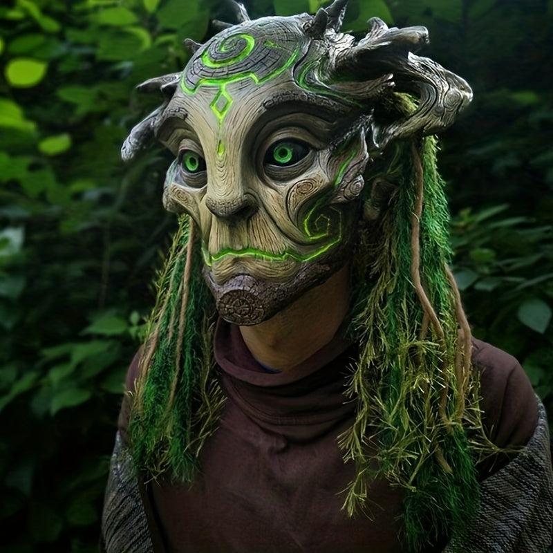 Halloween Horror Tree Monster Elf Mask Party Dress Up Head Cover Eye Glow