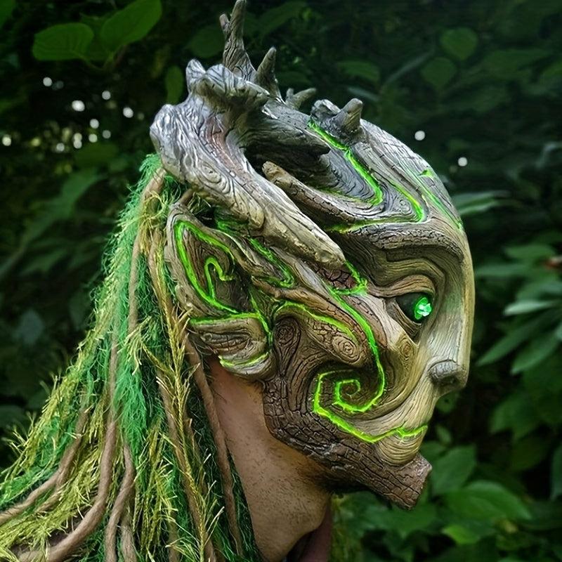 Halloween Horror Tree Monster Elf Mask Party Dress Up Head Cover Eye Glow
