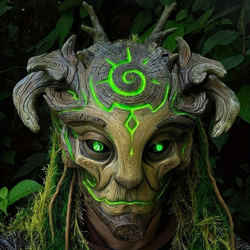 Halloween Horror Tree Monster Elf Mask Party Dress Up Head Cover Eye Glow