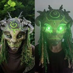 Halloween Horror Tree Monster Elf Mask Party Dress Up Head Cover Eye Glow