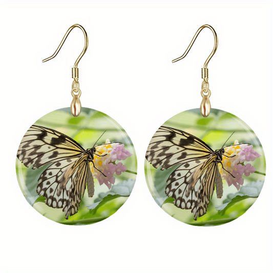 Green Butterfly Acrylic Earrings Retro Party Jewelry Gift