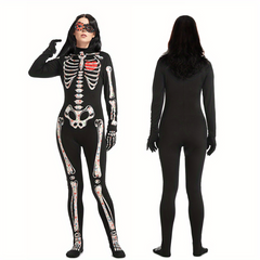 Halloween Women's Skull Luminous Jumpsuit Set
