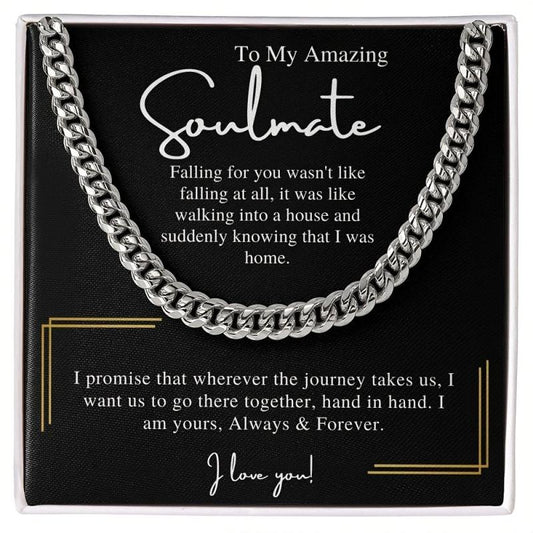 Stainless Steel Cuban Chain Card Men's Necklace Set Gift