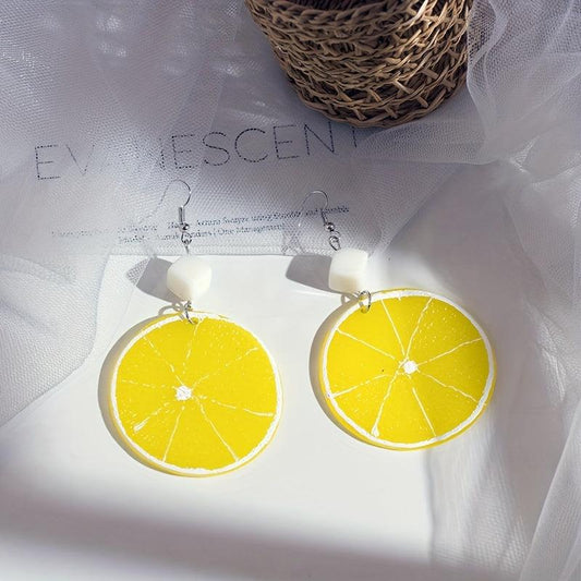 Fruit Resin Earrings Lemon Slice Creative Gift For Women