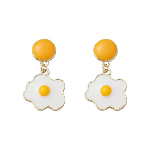 Poached Eggs Fun Stud Earrings Girl Creative Ear Clips